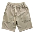 thumbnail image 1 of LMOIPLI Men's Athletic Workout Cotton Shorts Sports Elastic Waist Sweat Short Pant Casual Drawstring Jogger Gym Shorts Khaki XXXL, 1 of 5