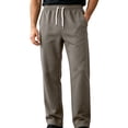 thumbnail image 1 of LMOIPLI Men's Basic Straight Casual Pants Elastic Drawstring Waist Stretch Soft Wrinkle Proof Daily Trousers with Side Pockets Army Green XL, 1 of 7