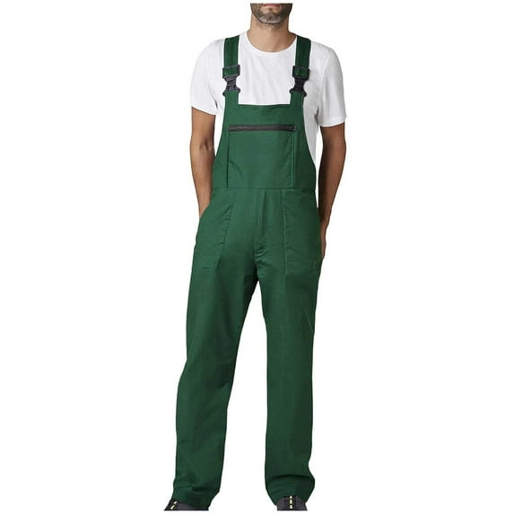 LMOIPLI Men's Bib Overalls Mechanic Work Relaxed Fit Coveralls Adjustable Strap Painter Jumpsuit with Tool Pockets Green XXXXL
