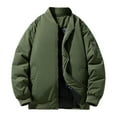 thumbnail image 1 of LMOIPLI Men's Bomber Jackets Thermal Quilted Casual Fall Winter Warm Windbreaker Jackets Solid Color Insulated Padded Outwear with Pockets Green XXXL, 1 of 6