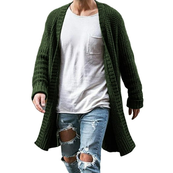LMOIPLI Men's Cardigan Sweaters with Buttons Knitted Lapel Oversized Cardigan Sweater Lightweight Warm Lounge Winter Cardigan Green M