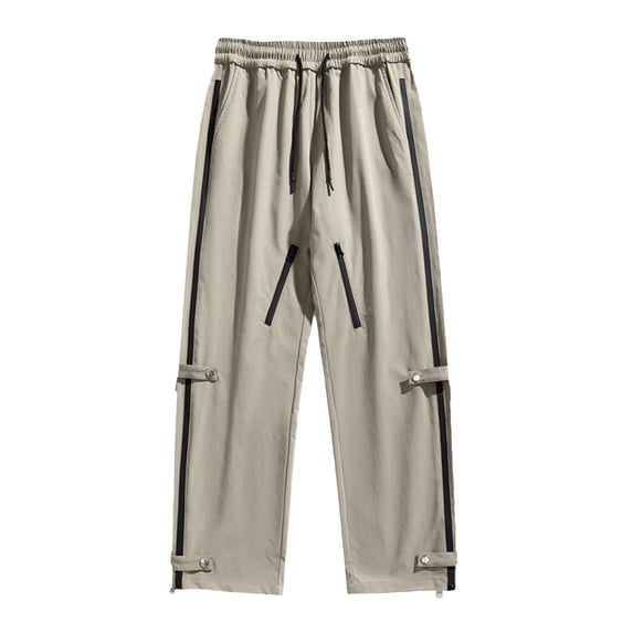 LMOIPLI Men's Cargo Joggers Lightweight Outdoor Overalls Breathable Elastic Fabric with Pockets Zipper Fly for Hiking Camping Daily Wear Casual Pants Beige XXL