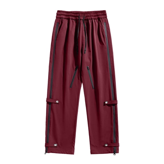 LMOIPLI Men's Cargo Joggers Lightweight Outdoor Overalls Breathable Elastic Fabric with Pockets Zipper Fly for Hiking Camping Daily Wear Casual Pants Red XXXL