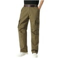 thumbnail image 1 of LMOIPLI Men's Cargo Pants Elastic Waist Zipper Pockets Casual Solid Color Comfortable Outdoor Wear Full-Length Trousers Lightweight Stylish Fashion Pants Yellow L, 1 of 4