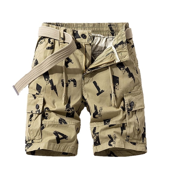 LMOIPLI Men's Cargo Shorts Cotton Relaxed Fit Casual Loose Shorts Summer Outdoor Camouflage Work Shorts with Pockets Khaki XL
