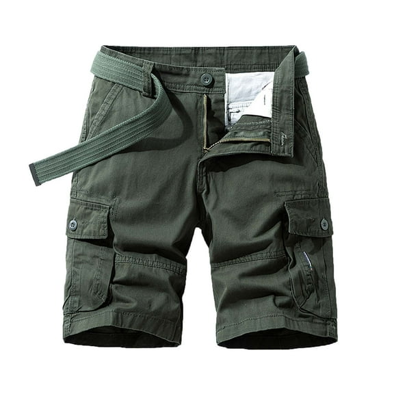 LMOIPLI Men's Cargo Shorts Cotton Relaxed Fit Loose Casual Shorts Summer Outdoor Camouflage Work Shorts with Pockets Army Green L