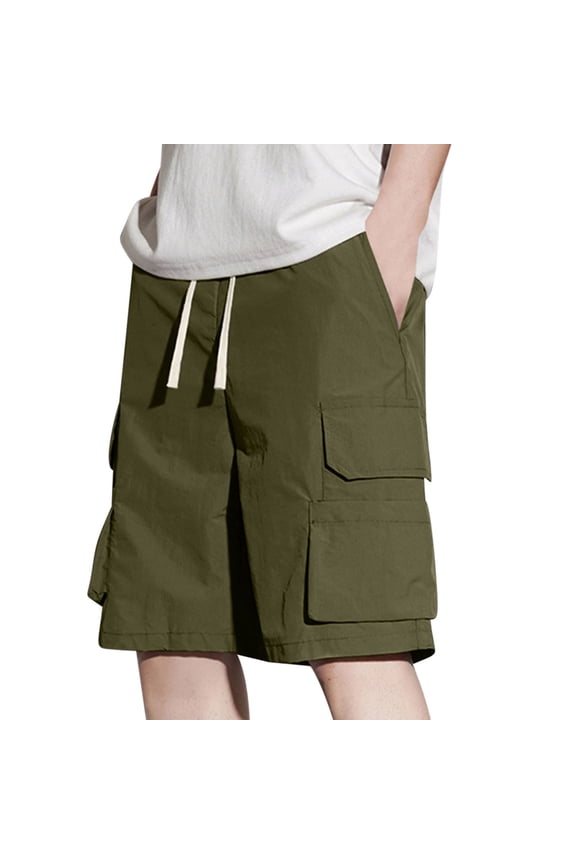 Men's Cargo Shorts Lightweight Relaxed Fit Quick Dry Hiking Running Shorts Stretch Short Pants with Pockets Army Green L