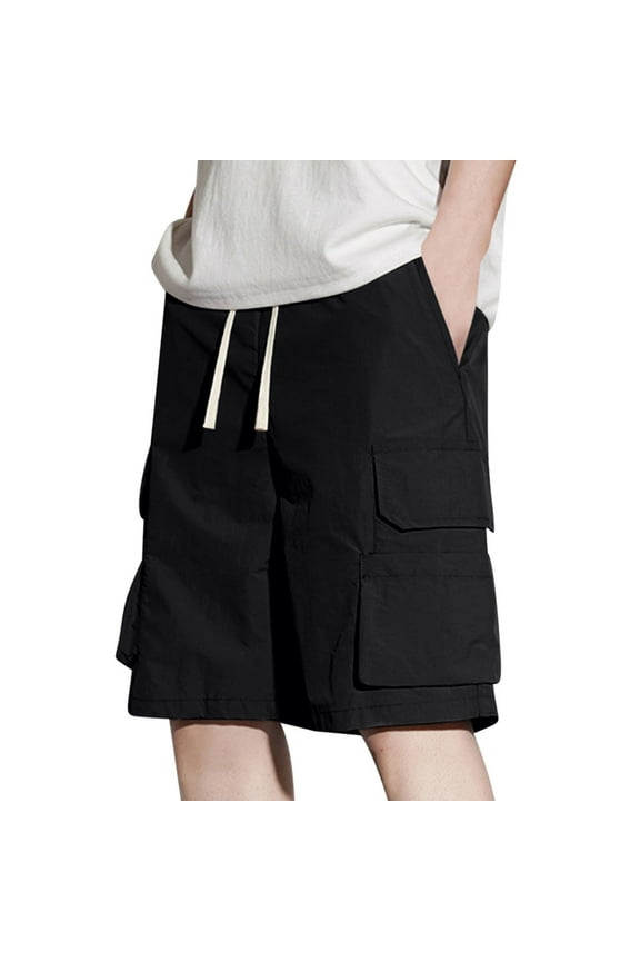 Men's Cargo Shorts Lightweight Relaxed Fit Quick Dry Hiking Running Shorts Stretch Short Pants with Pockets Black XXXL