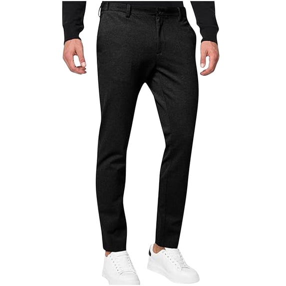 LMOIPLI Men's Casual Chino Pants Slim Fit Button Comfortable Lightweight Fashionable Full Length Trousers for Daily Casual Wear and Outdoor Activities Black XL