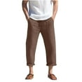thumbnail image 1 of LMOIPLI Men's Casual Cropped Pants Solid Color Elastic Waist with Pockets Drawstring Closure Breathable Thick Fabric Comfortable for Running Hiking Yoga Daily Wear Brown XXXL, 1 of 6