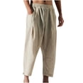 thumbnail image 1 of LMOIPLI Men's Casual Elastic Waist Pants Solid Color Drawstring Pocket Oversized Soft Breathable Comfortable Jogging Hiking Relaxing Outdoor Wear Full Length Beige XXXXXL, 1 of 7