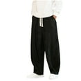 thumbnail image 1 of LMOIPLI Men's Casual Elastic Waist Pocket Pants Breathable Soft Fabric Drawstring Closure Solid Color Comfortable Outdoor Casual Long Pants for Jogging Hiking Relaxing Black M, 1 of 8
