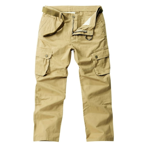 LMOIPLI Men's Casual Pants Tight Fitting Small Feet Lightweight Soft Comfortable Side Pockets for Daily Work Spring Winter Full Length Yellow 40