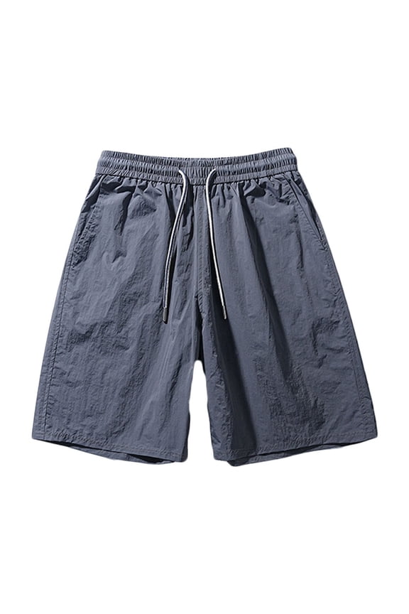 Men's Casual Shorts Drawstring Stretch Waist Quick-Drying 5-Inch Length for Beach Sports Fitness Shorts with Pockets Dark Gray M