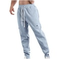 thumbnail image 1 of LMOIPLI Men's Casual Sweatpants Elastic Waist Comfortable Drawstring Lightweight Soft Fabric Solid Color Fashionable for Outdoor Daily Wear Leisure Activities Blue XL, 1 of 5