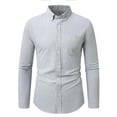 thumbnail image 1 of LMOIPLI Men's Classic Oxford Shirt Solid Color Long Sleeve Button Down Casual Woven Business Shirts with Pocket Gray XXL, 1 of 4