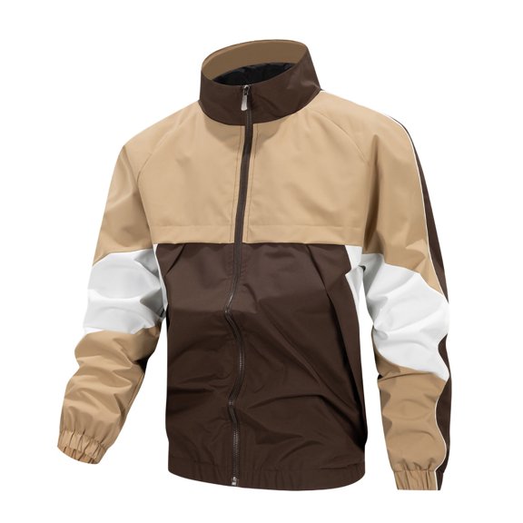 LMOIPLI Men's Color Block Baseball Jacket Outdoor Windproof Zipper Closure Long Sleeved Lightweight Comfortable Fall Winter Trendy Loose Coat with Pocket Gray XL