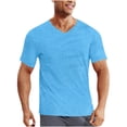 thumbnail image 1 of LMOIPLI Men's Comfortable V-Neck Shirt Soft Regular Fitted Jersey T-Shirt Short Sleeve Soft Lightweight Basketball Tops Sky Blue M, 1 of 7