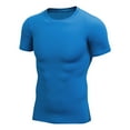 thumbnail image 1 of LMOIPLI Men's Compression Short Sleeve Shirt Ultra Stretchy Quick-Dry Athletic Base Layer for Gym Training Workouts Breathable Top Blue L, 1 of 8