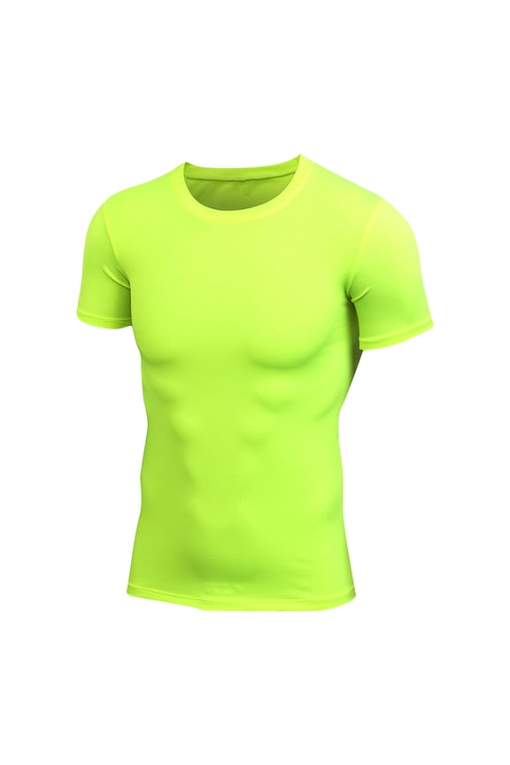 Men's Compression Short Sleeve Shirt Ultra Stretchy Quick-Dry Athletic Base Layer for Gym Training Workouts Breathable Top Mint Green M