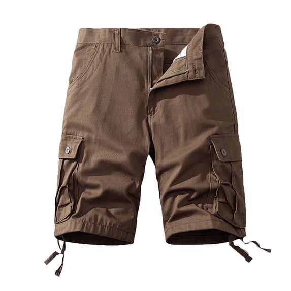 LMOIPLI Men's Cotton Cargo Shorts Casual Loose Lightweight Summer Outdoor Beach Work Shorts with Multi Pockets Coffee XXXL