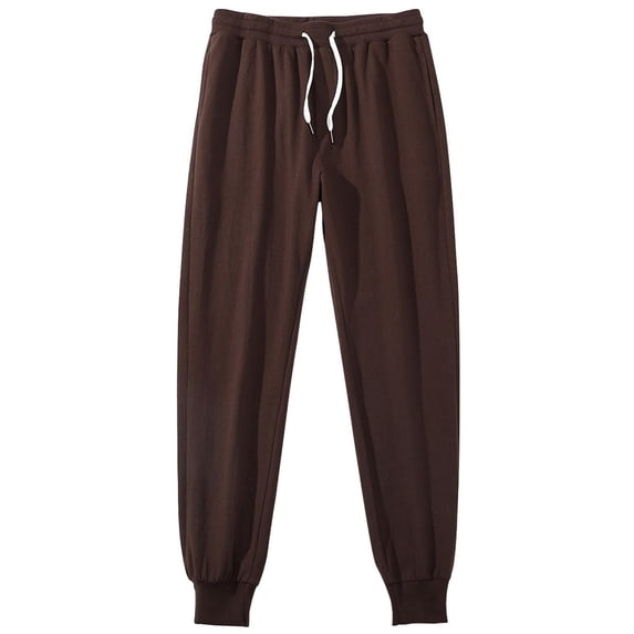 LMOIPLI Men's Cotton Tapered Joggers Pants Drawstring Sweatpants Athletic Track Running Golf Workout Gym Pants with Pockets Brown XL