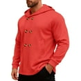 thumbnail image 1 of LMOIPLI Men's Double Breasted Hooded Jackets Casual Stylish Long Sleeve Stretch Sports Coat Outerwear with Pockets Red M, 1 of 3