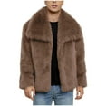 thumbnail image 1 of LMOIPLI Men's Faux Fur Coats Open Front Fleece Long Sleeve Solid Color Jacket Warm Winter Fashion Casual Coats Brown L, 1 of 7