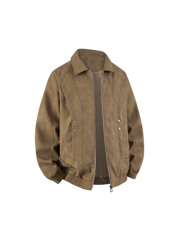 Men's Faux Leather Zip Up Jacket Vintage Motorcycle Lapel Studded Coats Fashion Streetwear Fall Winter Outfit with Pockets Brown XL