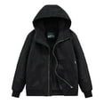 thumbnail image 1 of LMOIPLI Men's Fleece Lined Jacket Thick Warm Solid Color Hooded Zip Up Outdoor Casual Winter Coat with Pocket Black XXL, 1 of 8