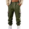 thumbnail image 1 of LMOIPLI Men's Fleece Sweatpants Casual Loose Fit Cargo Pants Elastic Waist Lounge Pants Tapered Joggers with Pockets Army Green XXXL, 1 of 9