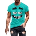 thumbnail image 1 of LMOIPLI Men's Funny Cartoon Face Graphic T-Shirt Short Sleeve Crew Neck Breathable Casual Lightweight Comfy T Shirts Mint Green XXXXL, 1 of 5