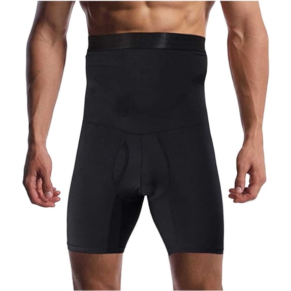 LMOIPLI Men's Girdle Tummy Control Quick Dry Shorts Underwear High Waist Trainer Boxer Briefs Stomach Shapewear Black XL