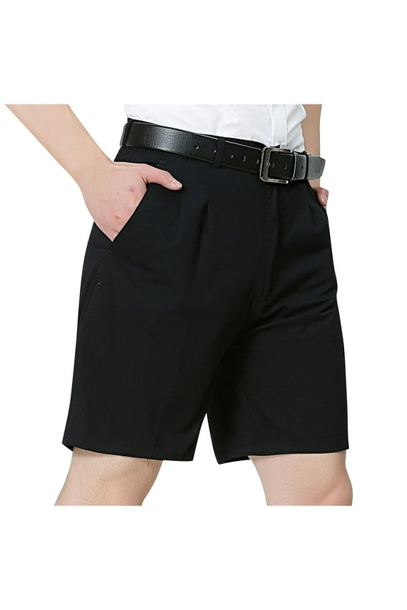 Men's Golf Dress Shorts Casual Summer Stretch Flat Front Lightweight Hiking Shorts Quick Dry Beach Cotton Short Pants Black XL