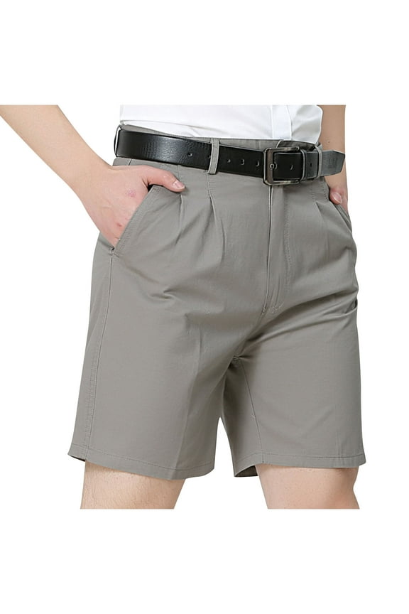 Men's Golf Dress Shorts Casual Summer Stretch Flat Front Lightweight Hiking Shorts Quick Dry Beach Cotton Short Pants Gray L