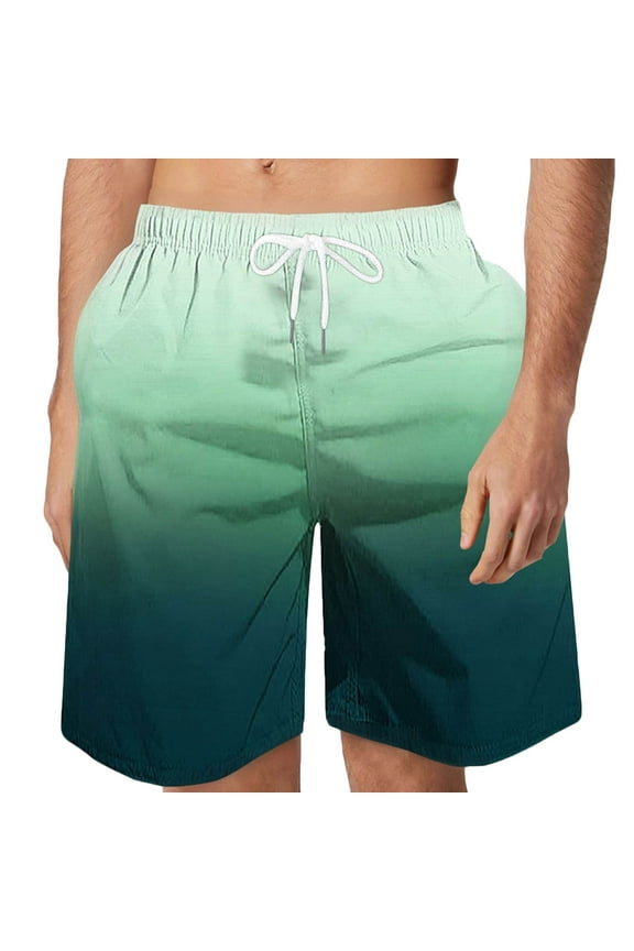 Men's Gradation Swimming Trunks 5 Inch Inseam Swim Shorts Summer Bathing Suit Swimwear Beachwear with Pockets Green XXXL