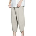 thumbnail image 1 of LMOIPLI Men's Harem Capri Pants Baggy Drawstring Elastic Waist Yoga Beach Pants Summer Solid Color Cropped Pants with Pockets Khaki XXL, 1 of 5