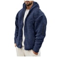 thumbnail image 1 of LMOIPLI Men's Hooded Double-sided Fleece Jacket Full Zip Long Sleeve Solid Color Jackets Fall Winter Casual Warm Coat with Pockets Blue XL, 1 of 9