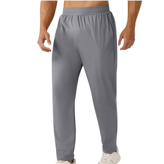 LMOIPLI Men's Jogger Pants Casual Elastic Waist Lightweight Breathable Quick Dry Drawstring Pockets Comfortable Full Length Outdoor Casual Fashion Gray XL