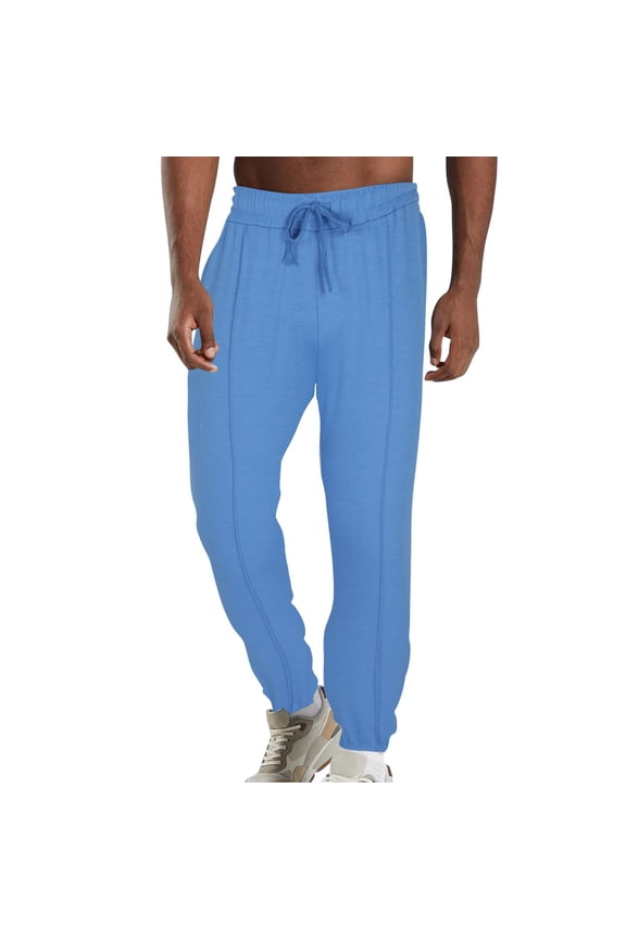 Men's Joggers Sweatpants Slim Fit Elastic Waist Drawstring Stretch Sweat Pant Casual Lightweight Pant with Pocket Light Blue XXL