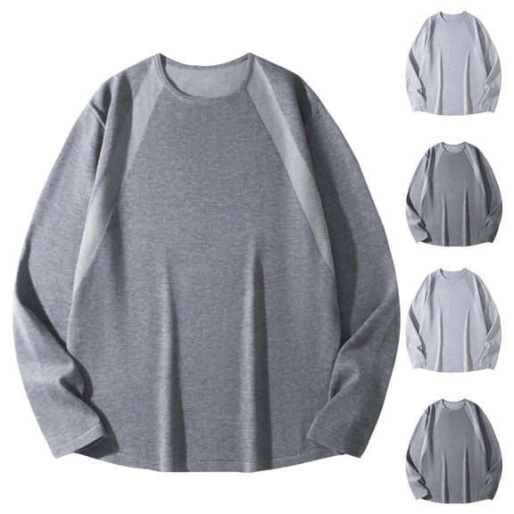 LMOIPLI Men's Knitted Fashion Casual Pullover Loose Fit Long Sleeve Breathable Sweater Crew Neck Fall Sweater Gray XL