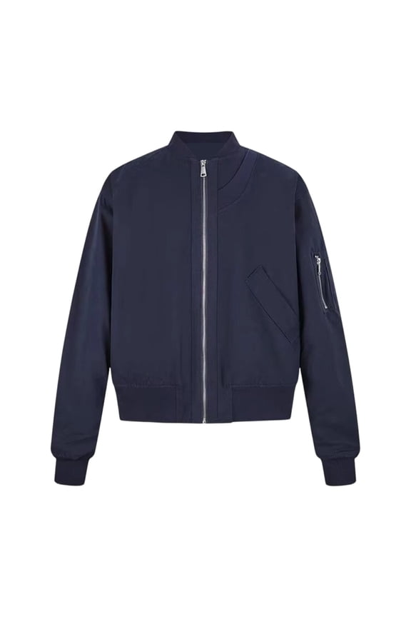 Men's Lightweight Bomber Jacket Ribbed Baseball Collar Side Arm Zipper Pocket Zip Up Casual Outerwear for Daily Street Commute Outfits Black XXL