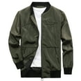 thumbnail image 1 of LMOIPLI Men's Lightweight Casual Bomber Jackets Solid Color Long Sleeve Zipper Windbreakers Slim Fit Fall Spring Thin Coats Green S, 1 of 6