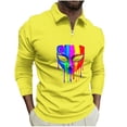thumbnail image 1 of LMOIPLI Men's Mardi Gras Shirts Long Sleeve Dress Shirt Casual 1/4 Zip Lapel Shirts Party Carnival Printed Outfits Top Yellow XL, 1 of 4