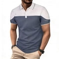 thumbnail image 1 of LMOIPLI Men's Patchwork Collared Shirts Golf Shirt Short Sleeve Color Block Summer T shirt Classic Business Casual Tees Gray L, 1 of 7