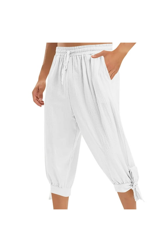 Men's Pirate Shorts Pirate Pants Ankle Banded Renaissance Costume Men Medieval Viking Navigator Pants with Drawstrings White XXXL