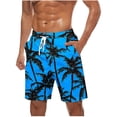 thumbnail image 1 of LMOIPLI Men's Print Quick Dry Beach Board Shorts Elastic Waist Drawstring Casual Fashion Short Pants with Pockets Blue S, 1 of 5