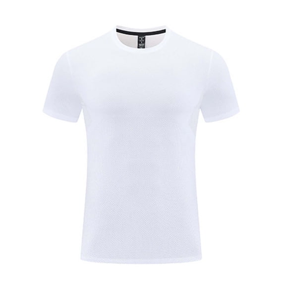 LMOIPLI Men's Quick Dry Mesh Athletic T-Shirt Breathable Crew Neck Short Sleeve Workout Top for Running Training White M