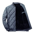 thumbnail image 1 of LMOIPLI Men's Quilted Baseball Fleece Jacket Slim Fashion Ribbed Collar Winter Warm Loose Jacket with Pockets Gray XXL, 1 of 8
