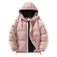 thumbnail image 1 of LMOIPLI Men's Quilted Hooded Coats Color Block Long Sleeve Fashion Zip Up Coats Winter Warm Loose Jacket with Pockets Pink S, 1 of 3